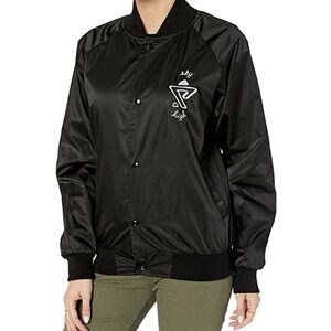 HOTEL 1171 "Skylar" Black Satin Bomber Jacket